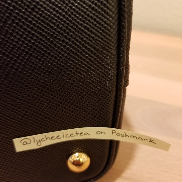 Prada Saffiano Small Double Cuir (Black/Pink) - Picture 11 of 16